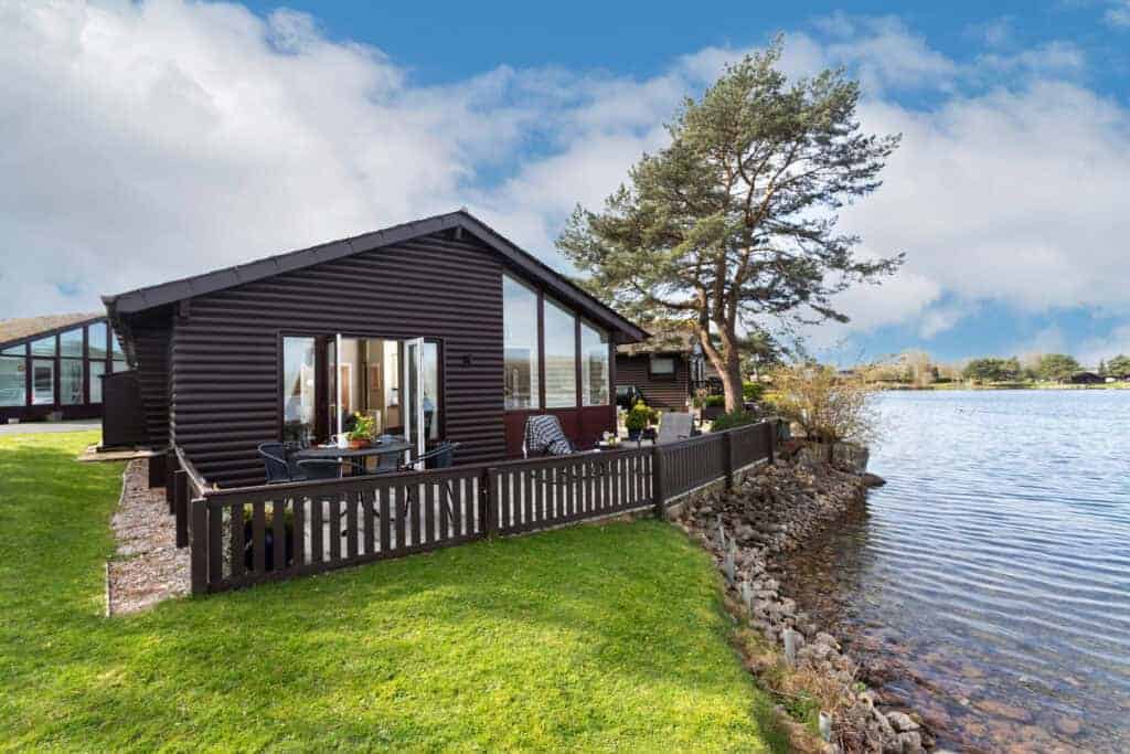 Keer Lodge on the lake shore at Pine Lake Resort, Carnforth
