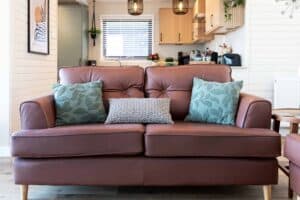Comfortable leather sofas at Sandmartin Lodge